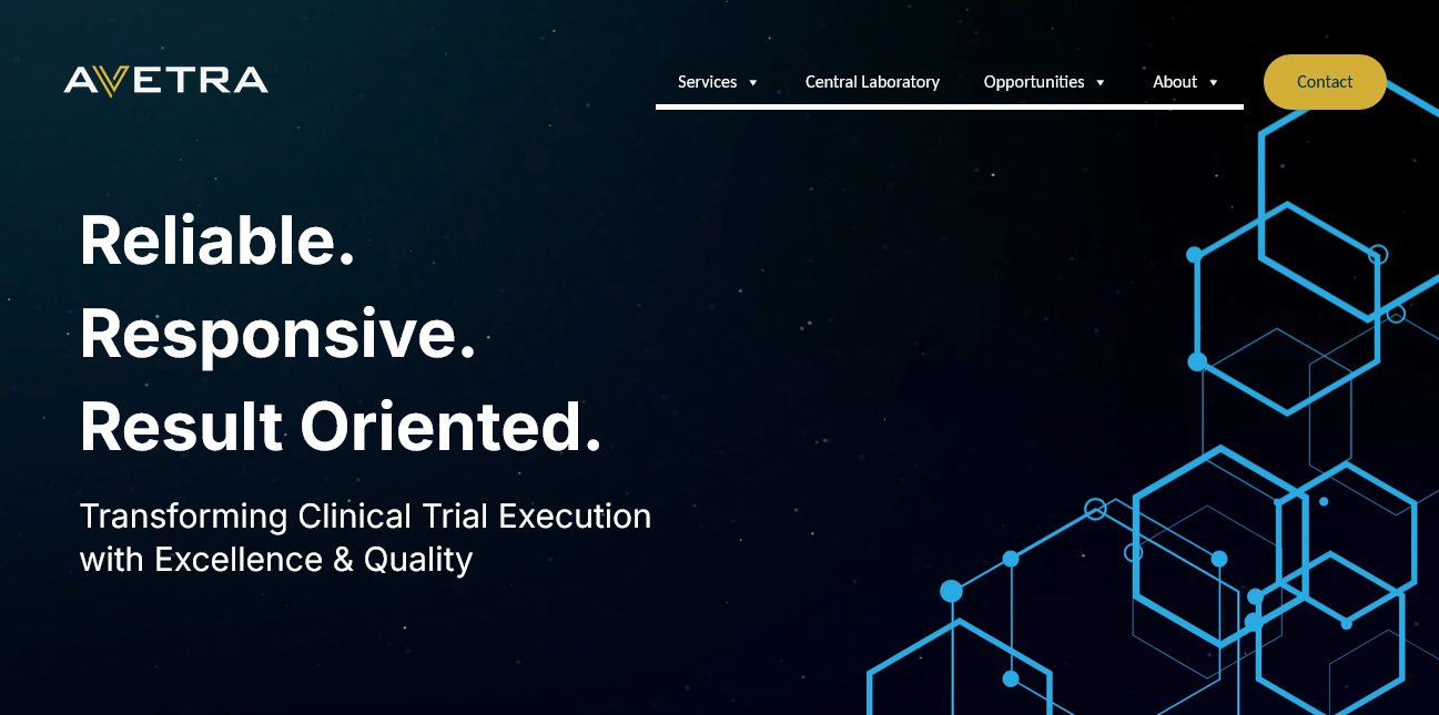 Screenshot of the Avetra website