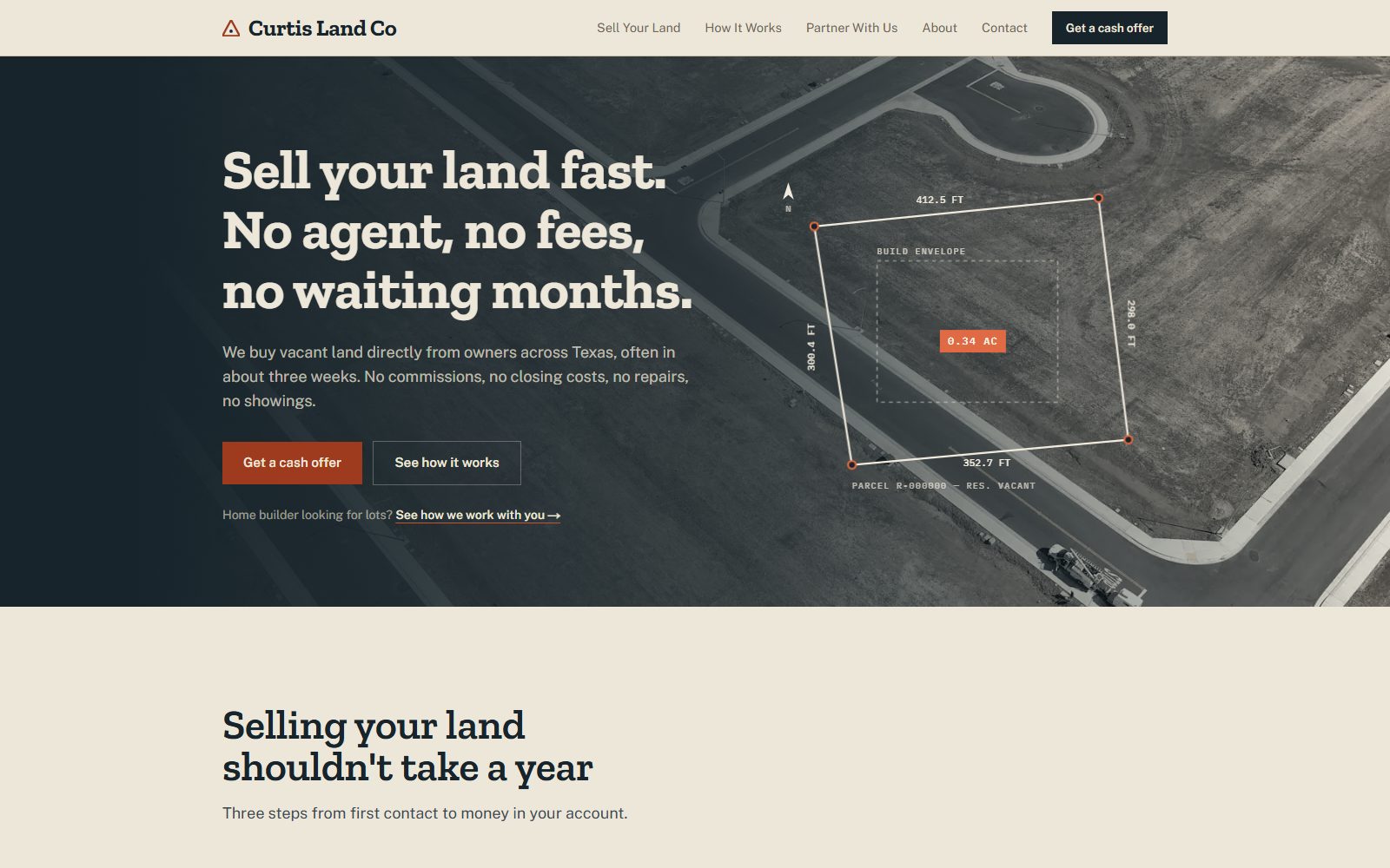 Screenshot of the Curtis Land Co website